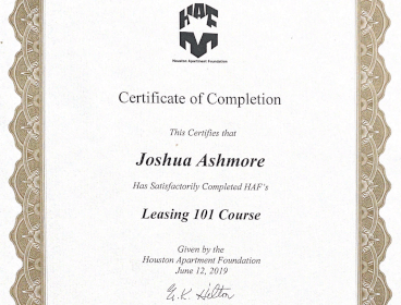 Leasing 101 Course Completion